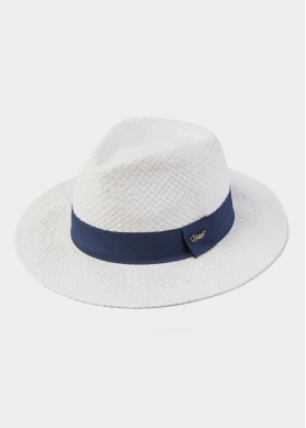 White Panama Style Hat w/ Black Hatband