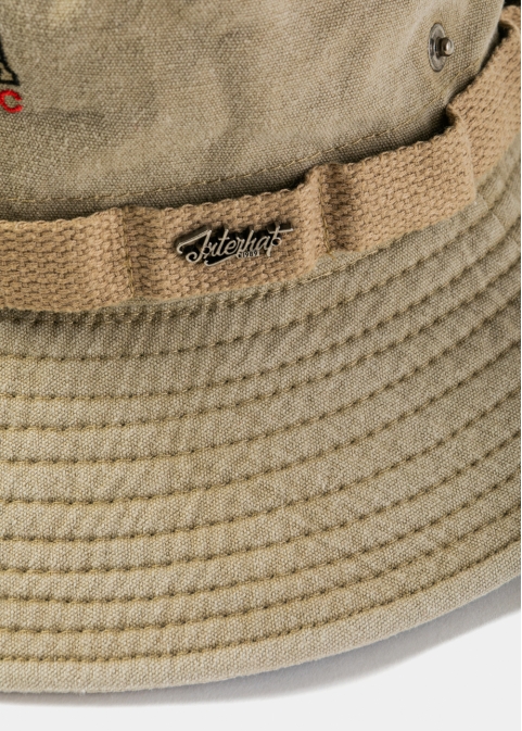 Beige Washed Cotton Bucket Hat