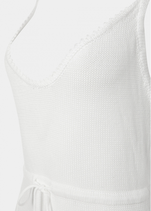 White Knitted Beachwear w/ Fringes
