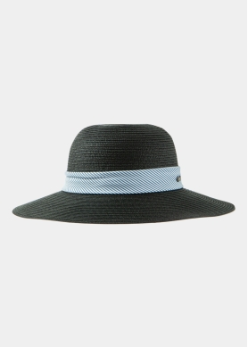 Black Straw Hat w/ mariner ribbon