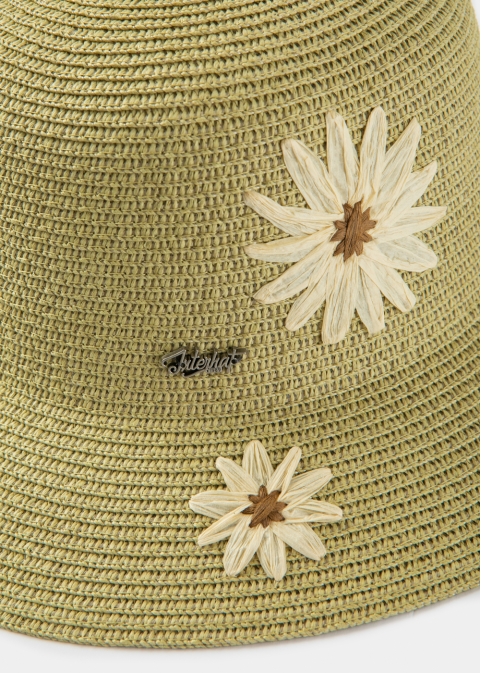 Green Straw Hat w/ daisies