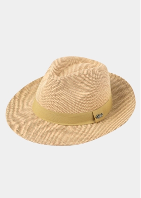 Brown Panama Style Hat w/ Olive Strap