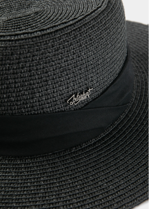 Black Boater Hat w/ Black Ribbon