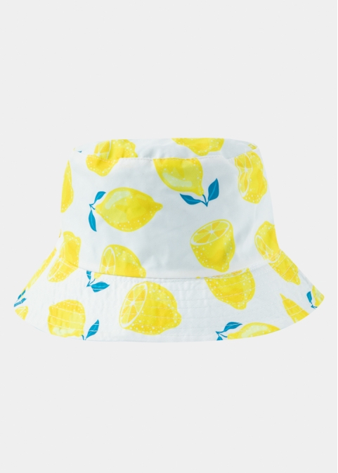 Double-Faced Bucket Hat Lemons Pattern & Baby Blue 