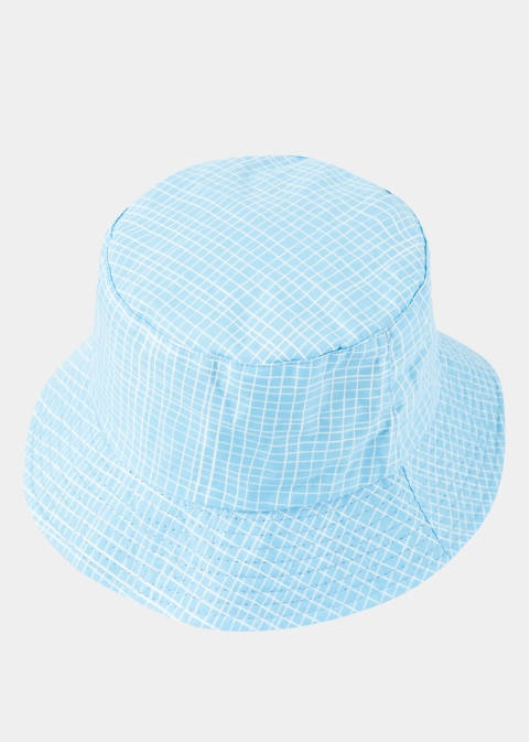 Double-Faced Bucket Hat Squares Pattern & Royal blue