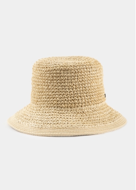 Beige Bucket Style Ball Straw Hat