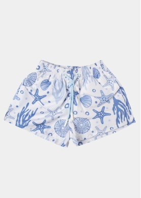 White Boys Swimwear w/ Seashells Pattern