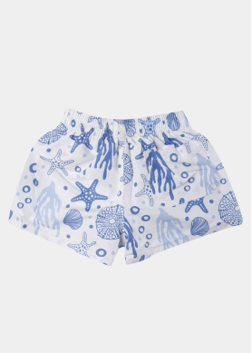 White Boys Swimwear w/ Seashells Pattern