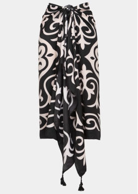 Black & Beige Pareo w/ Royal Pattern 
