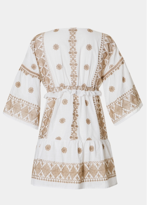 White & Gold Kimono w/ Embroidered Details