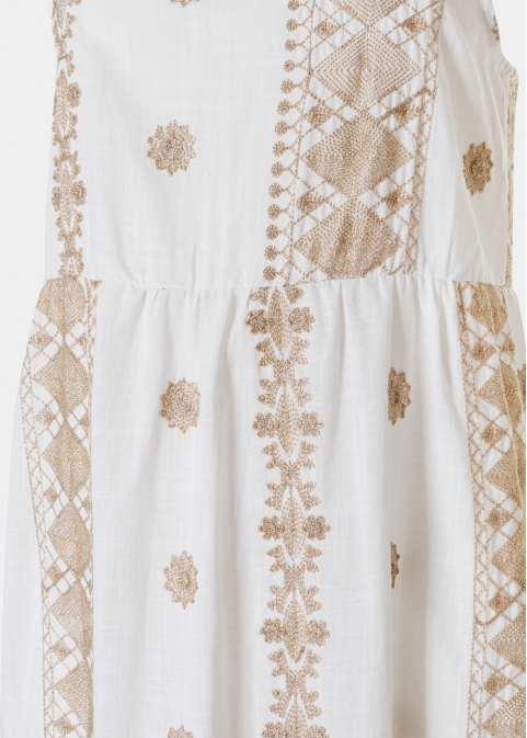 White & Gold Halter Neck Maxi Dress