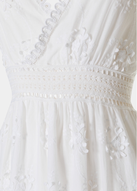 White Maxi Dress w/ Embroidered Flowers