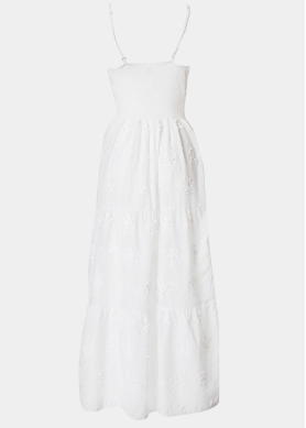 White Maxi Dress w/ Embroidered Flowers