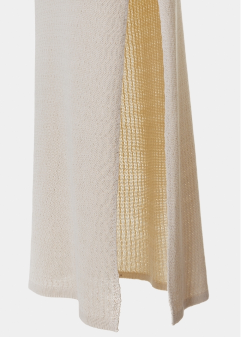 Beige Knitted Top & Skirt Set