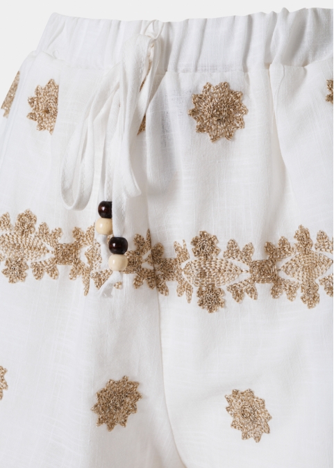 White & Gold Shorts w/ Emproidered Details