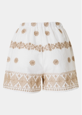 White & Gold Shorts w/ Emproidered Details