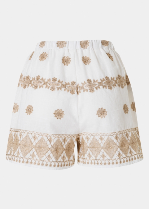 White & Gold Shorts w/ Emproidered Details