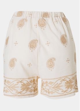 Beige Shorts w/ Embroidered Details