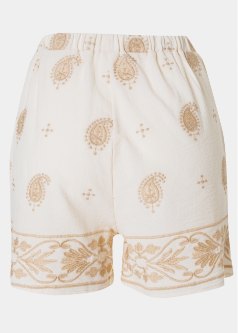 Beige Shorts w/ Embroidered Details