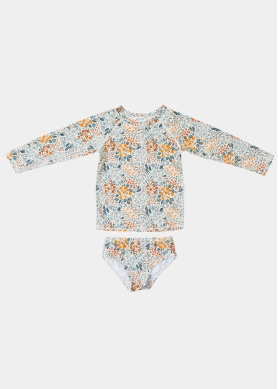 Girls Swimsuit Blouse & Slip w/ Flower Print
