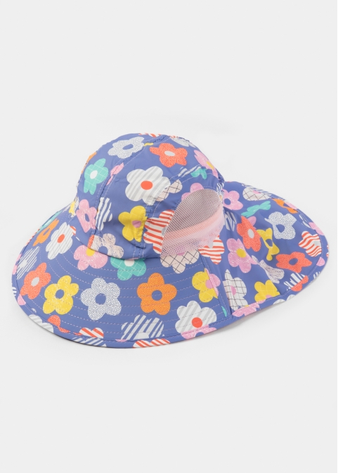 Purple Kids Bucket Hat w/ Neck Protector 