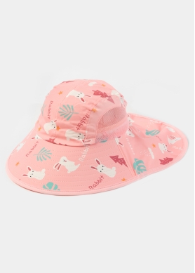 Pink Kids Bucket Hat w/ Neck Protector 