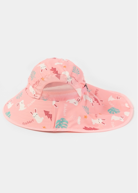 Pink Kids Bucket Hat w/ Neck Protector 