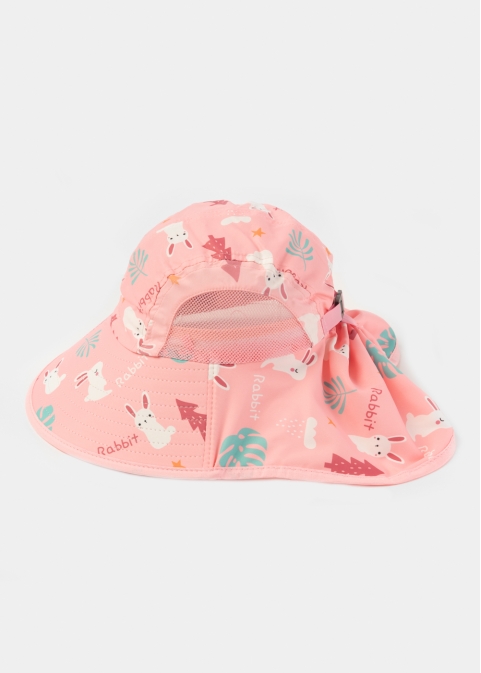 Pink Kids Bucket Hat w/ Neck Protector 