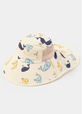 Yellow Kids Bucket Hat w/ Neck Protector 