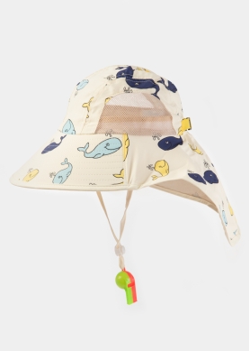 Yellow Kids Bucket Hat w/ Neck Protector 