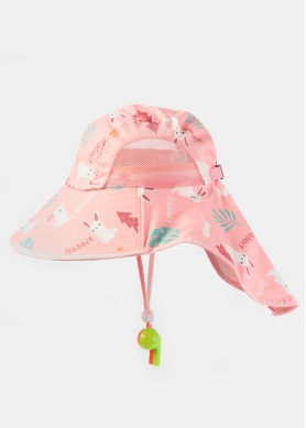 Pink Kids Bucket Hat w/ Neck Protector 