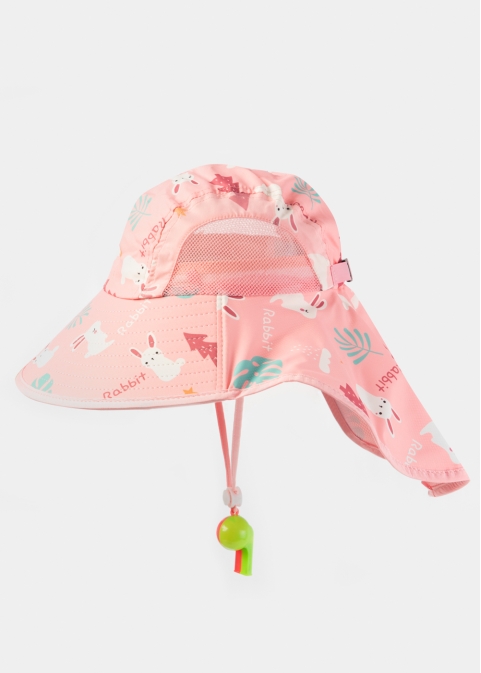 Pink Kids Bucket Hat w/ Neck Protector 