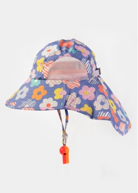 Purple Kids Bucket Hat w/ Neck Protector 