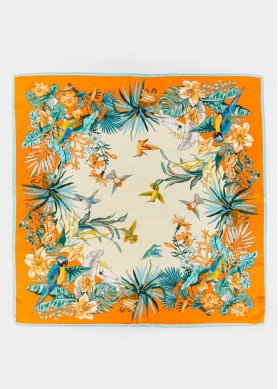 Birds Print Silk Scarf