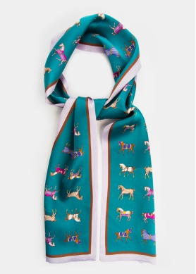 Horses Print Silk Scarf