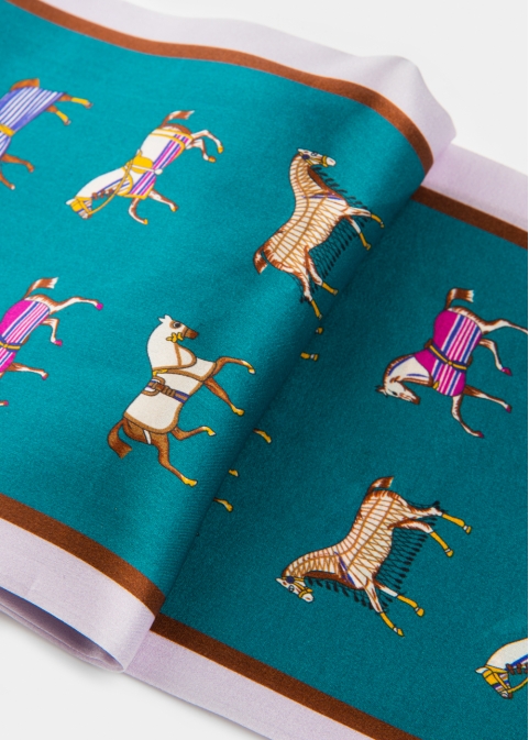 Horses Print Silk Scarf