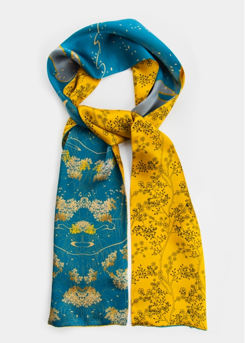 Flowers Print Silk Scarf