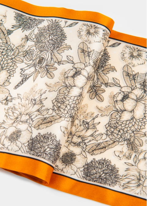 Flowers Print Silk Scarf