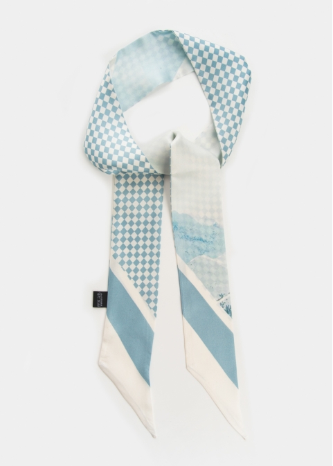 Checkered Print Silk Scarf