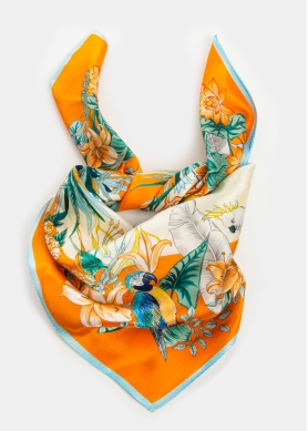 Birds Print Silk Scarf