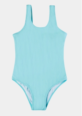 Girls Ribbed Low Back One-piece Swimwear - Baby Blue
