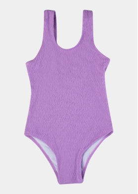 Girls Crinkled Low Back One-piece Swimwear - Lilac