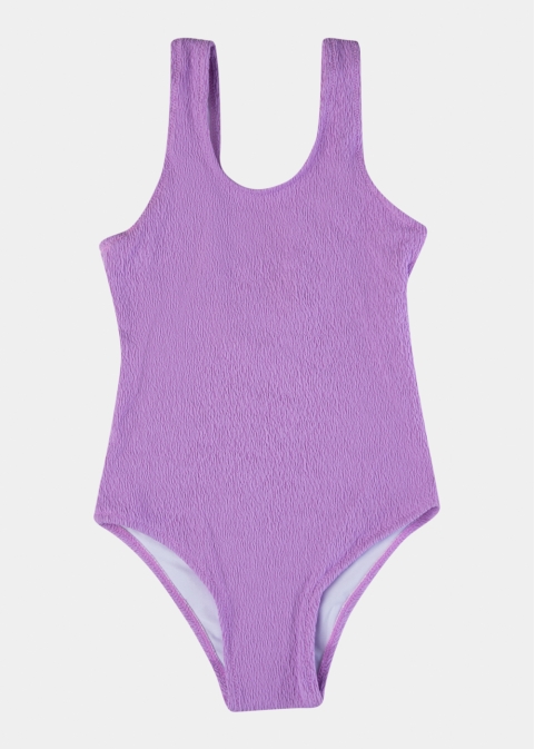 Girls Crinkled Low Back One-piece Swimwear - Lilac