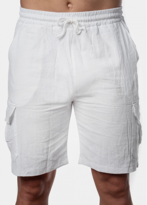 White Cotton Cargo Pants 