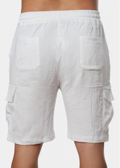 White Cotton Cargo Pants 
