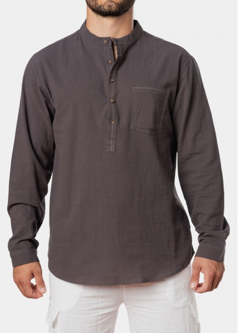 Grey mandarin shirt w/ long sleeve