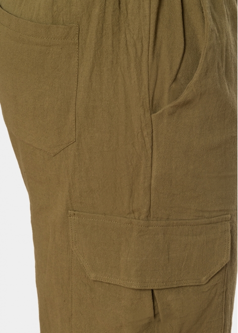 Khaki Cotton Cargo Pants 
