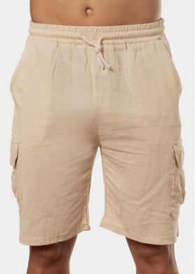 Beige Cotton Cargo Pants 