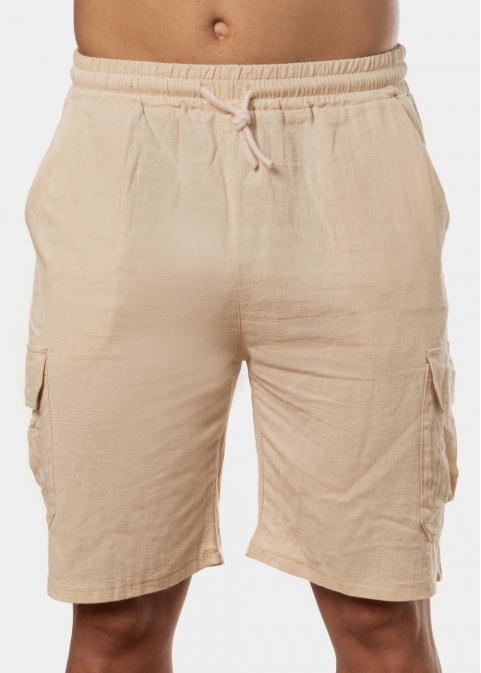 Beige Cotton Cargo Pants 