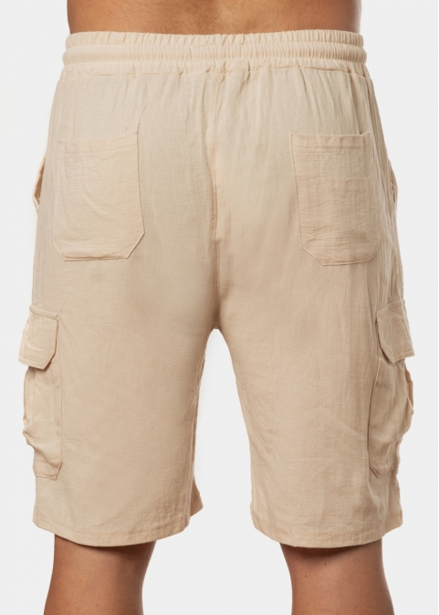 Beige Cotton Cargo Pants 